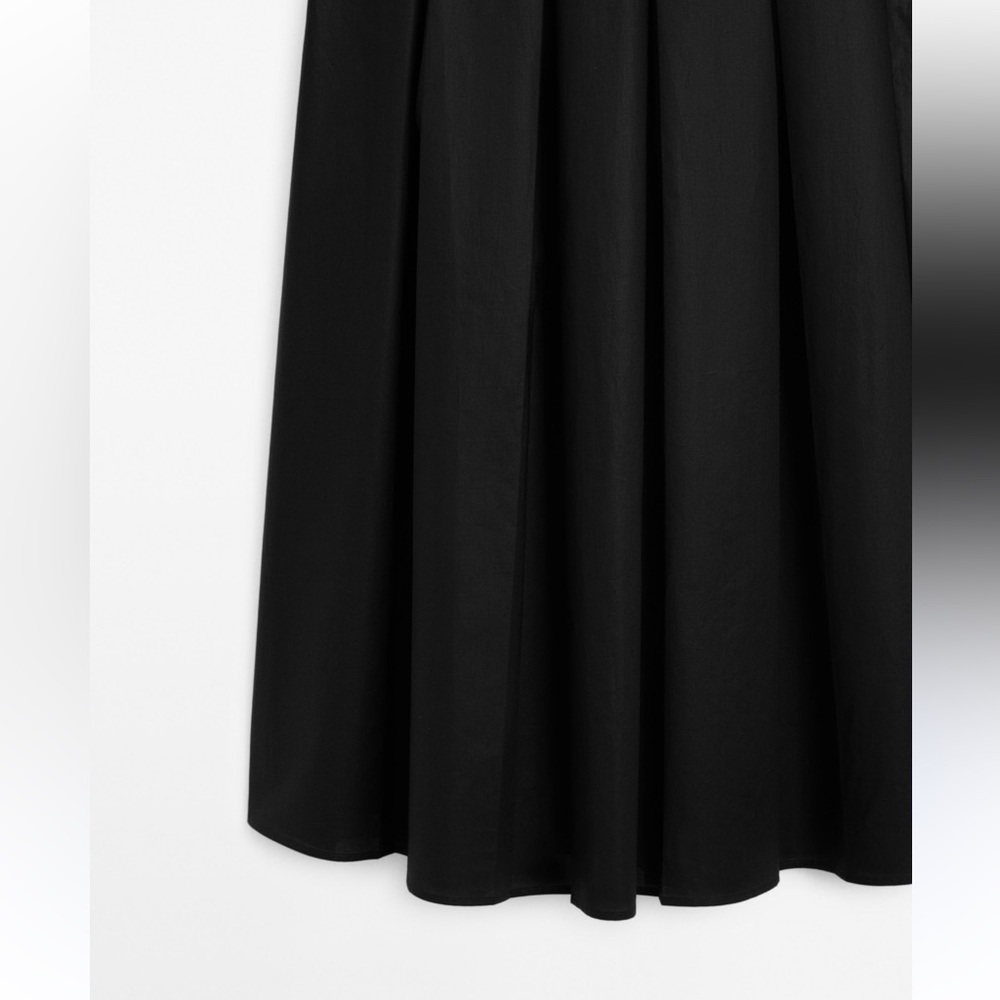 Massimo Dutti Black Pleated Midi Skirt with Yoke & Seam Details Size 34 NWT - Picture 6 of 16